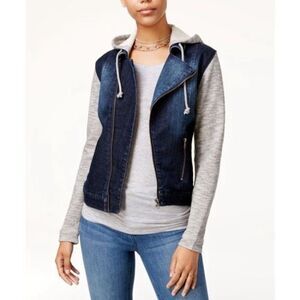 Tinseltown Hooded Moto Jean Jacket Medium